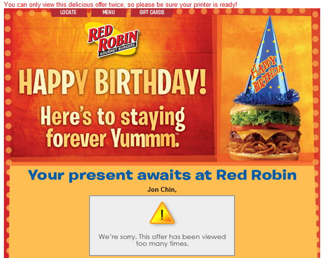 Red Robin Birthday